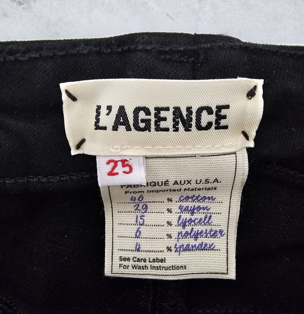 L'agence Emmanuelle Mid Rise Cropped Zipper Moto Y2K Black Skinny Jeans 25 NWT - Picture 8 of 9